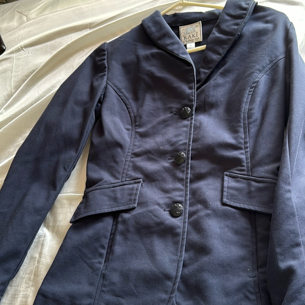 KAKI equestrian show coat navy size 16 children fits women’s size xs-s
